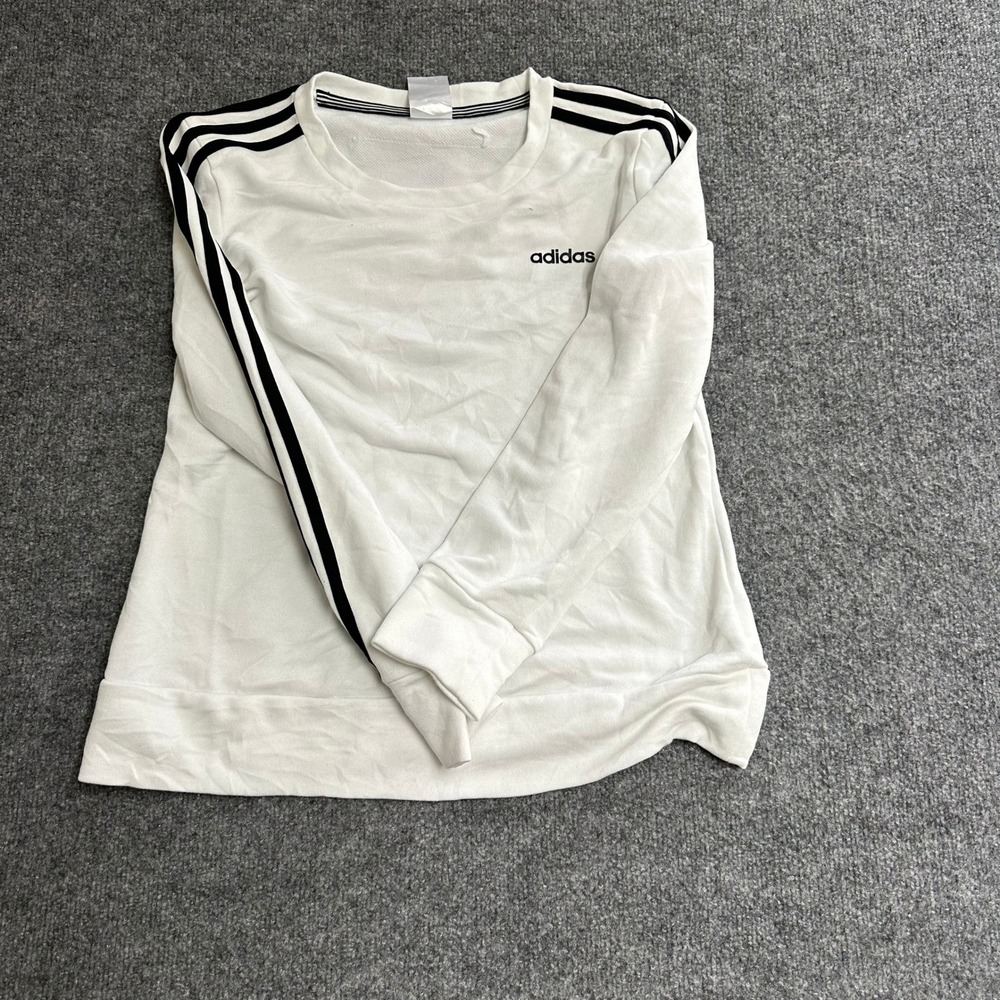 Adidas Shirt Womens Size S White Black 3-Stripe Long Sleeve Athletic Activewear